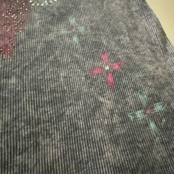 Distressed/Washed Gray Rhinestone Fleur De Lis Grunge Tank Top, Sz S - Picture 7 of 11